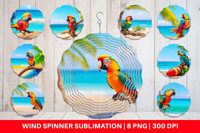 Wind Spinner Parrots in Beach Summer Sublimation artnoy 