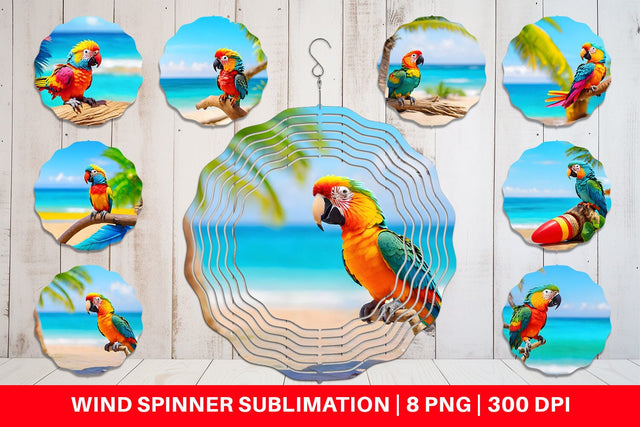Wind Spinner Parrots in Beach Summer Sublimation artnoy 
