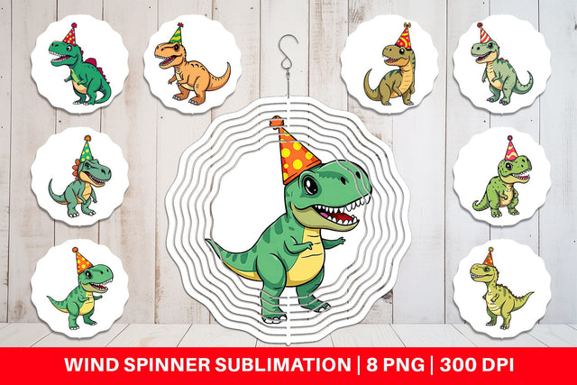 Wind Spinner Party Hat Dino Sublimation artnoy 