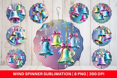 Wind Spinner Pastel Christmas Bells Sublimation artnoy 
