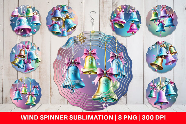 Wind Spinner Pastel Christmas Bells Sublimation artnoy 