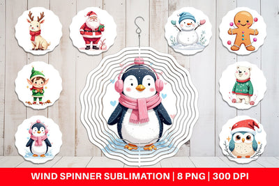 Wind Spinner Pastel Christmas Characters Sublimation artnoy 