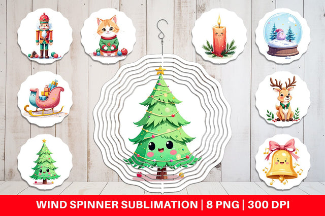 Wind Spinner Pastel Christmas Characters Sublimation artnoy 