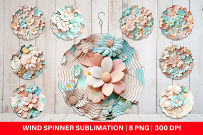 Wind Spinner Pastel Flower Pattern Sublimation artnoy 
