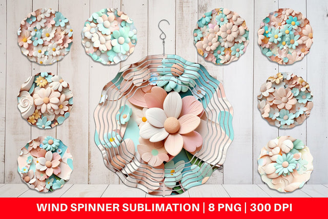 Wind Spinner Pastel Flower Pattern Sublimation artnoy 