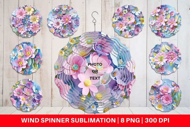 Wind Spinner Pastel Flowers Pattern Sublimation artnoy 