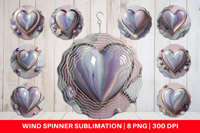Wind Spinner Pastel Heart Marble Sublimation artnoy 