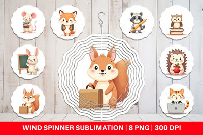 Wind Spinner Pastel School Critters Sublimation artnoy 