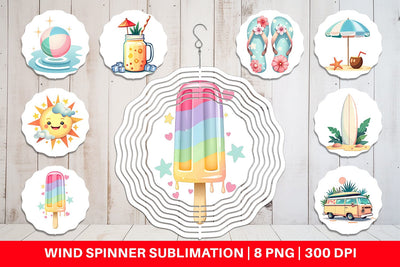 Wind Spinner Pastel Tropical Summer Sublimation artnoy 