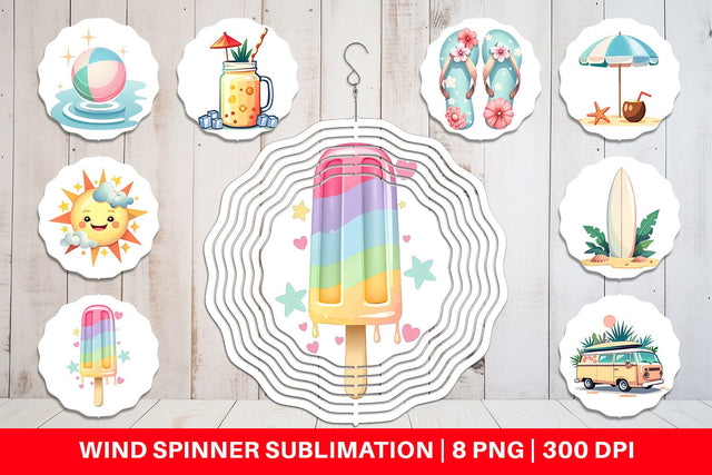 Wind Spinner Pastel Tropical Summer Sublimation artnoy 