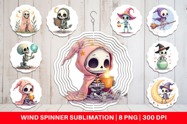 Wind Spinner Pastel Witch Skeleton Sublimation artnoy 