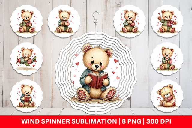 Wind Spinner Patchwork Bear Adventures Sublimation artnoy 