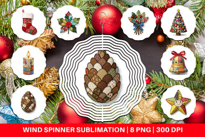 Wind Spinner Patchwork Christmas Folk Art Sublimation artnoy 
