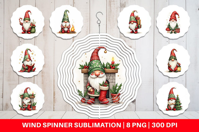 Wind Spinner Patchwork Christmas Gnome Sublimation artnoy 