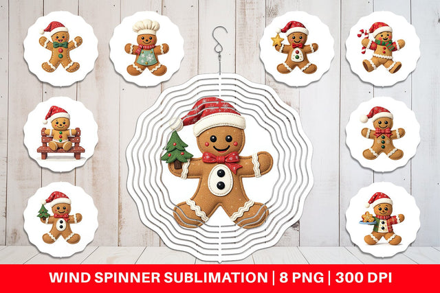 Wind Spinner Patchwork Gingerbread Sublimation artnoy 