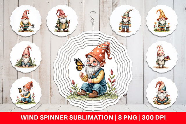 Wind Spinner Patchwork Gnomes Sublimation artnoy 