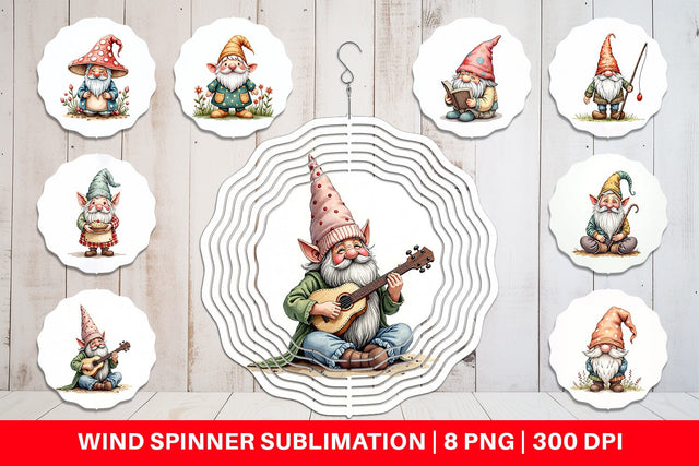 Wind Spinner Patchwork Gnomes Sublimation artnoy 