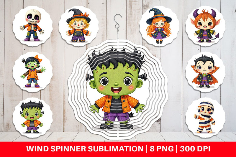 Wind Spinner Patchwork Halloween Friends Sublimation artnoy 