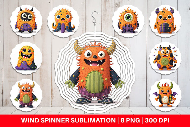 Wind Spinner Patchwork Halloween Monsters Sublimation artnoy 