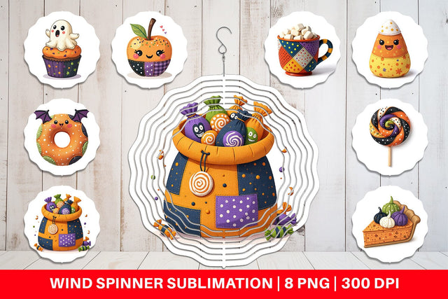 Wind Spinner Patchwork Halloween Treats Sublimation artnoy 