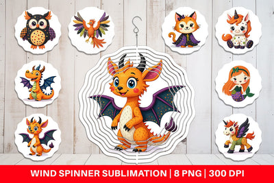 Wind Spinner Patchwork Magical Creatures Sublimation artnoy 