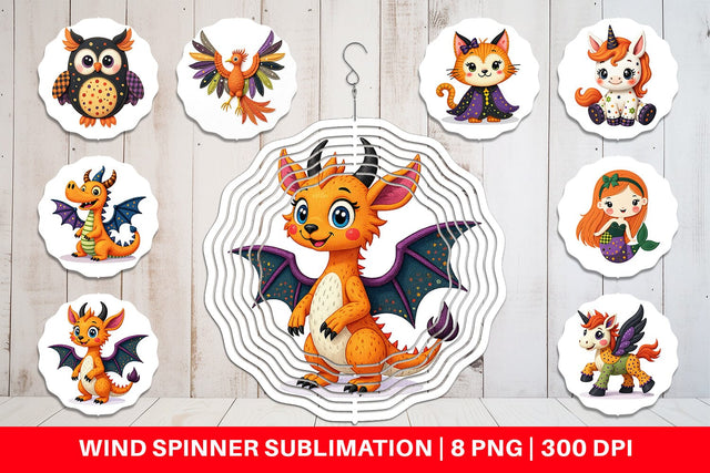 Wind Spinner Patchwork Magical Creatures Sublimation artnoy 
