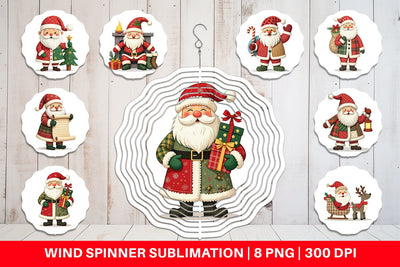 Wind Spinner Patchwork Santa Sublimation artnoy 
