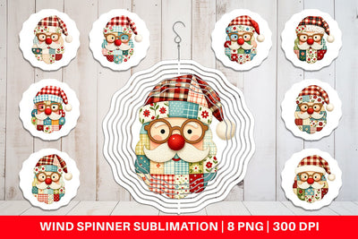Wind Spinner Patchwork Santa Sublimation artnoy 