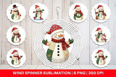 Wind Spinner Patchwork Snowman Sublimation artnoy 