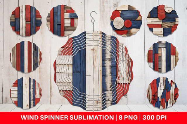 Wind Spinner Patriot Day Wood Texture Sublimation artnoy 