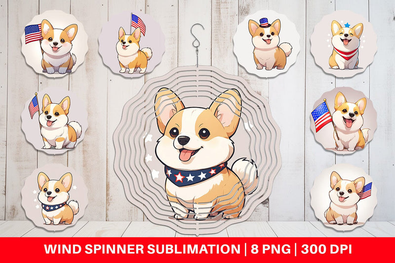 Wind Spinner Patriotic Corgi Sublimation artnoy 