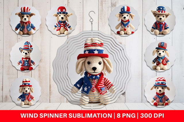 Wind Spinner Patriotic Dog Knitted Sublimation artnoy 