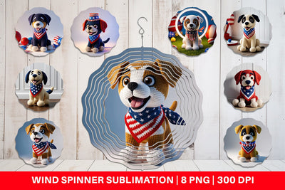 Wind Spinner Patriotic Puppy Crochet Sublimation artnoy 