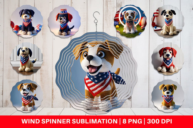 Wind Spinner Patriotic Puppy Crochet Sublimation artnoy 