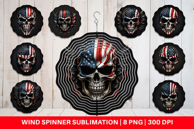 Wind Spinner Patriotic Skull Sublimation artnoy 