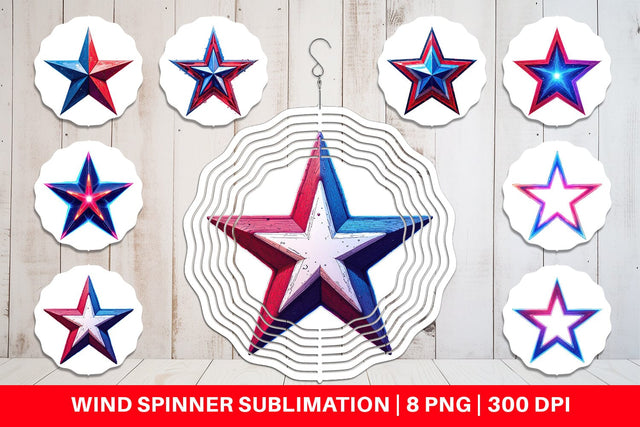 Wind Spinner Patriotic Stars Sublimation artnoy 