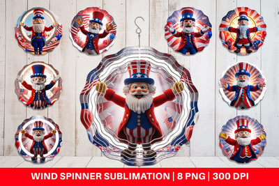 Wind Spinner Patriotic Uncle Sam Crochet Sublimation artnoy 