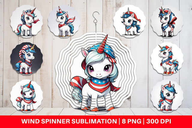 Wind Spinner Patriotic Unicorn Sublimation artnoy 