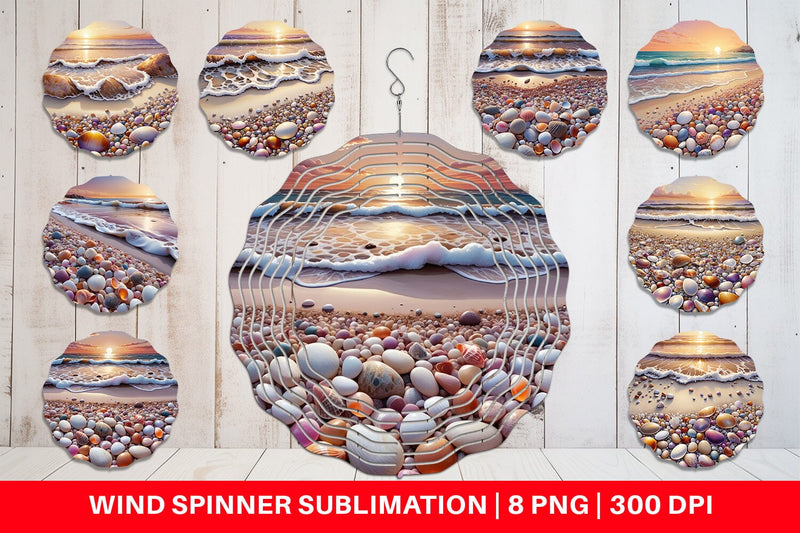 Wind Spinner Pebbles and Shells Sublimation artnoy 