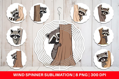 Wind Spinner Peeking Raccoon Sublimation artnoy 