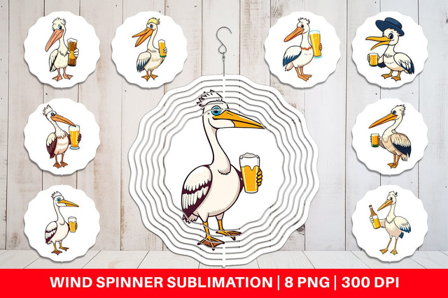 Wind Spinner Pelican Beer Day Sublimation artnoy 