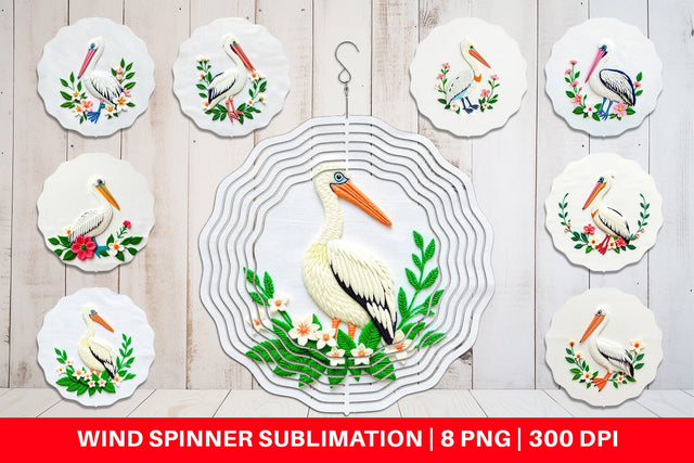 Wind Spinner Pelican Embroidery Sublimation artnoy 