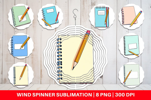 Wind Spinner Pencil and Notebook Sublimation artnoy 