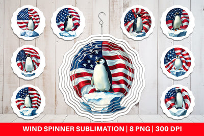 Wind Spinner Penguin 4th of July Sublimation artnoy 