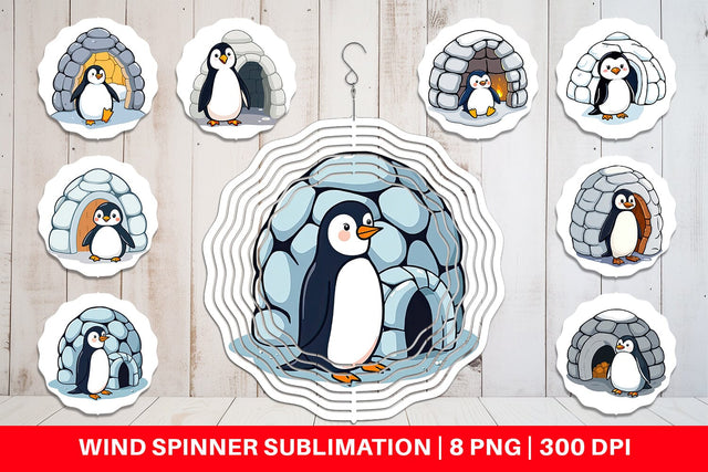 Wind Spinner Penguin and Igloo Sublimation artnoy 