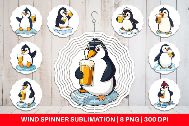 Wind Spinner Penguin Beer Day Sublimation artnoy 