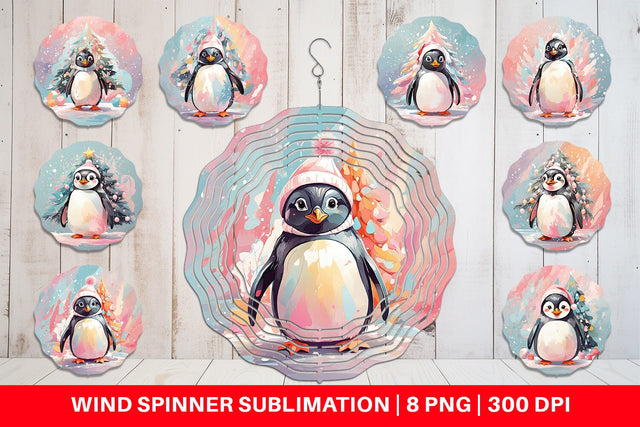 Wind Spinner Penguin Christmas Painting Sublimation artnoy 