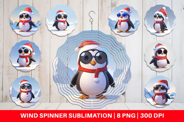 Wind Spinner Penguin Christmas Sublimation artnoy 