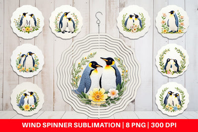 Wind Spinner Penguin Embroidery Sublimation artnoy 