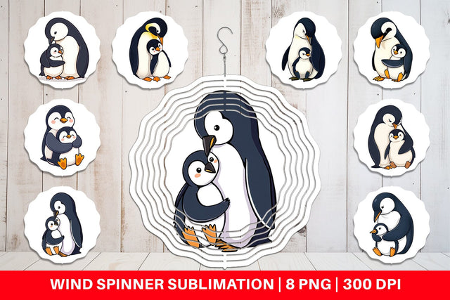 Wind Spinner Penguin Family Sublimation artnoy 